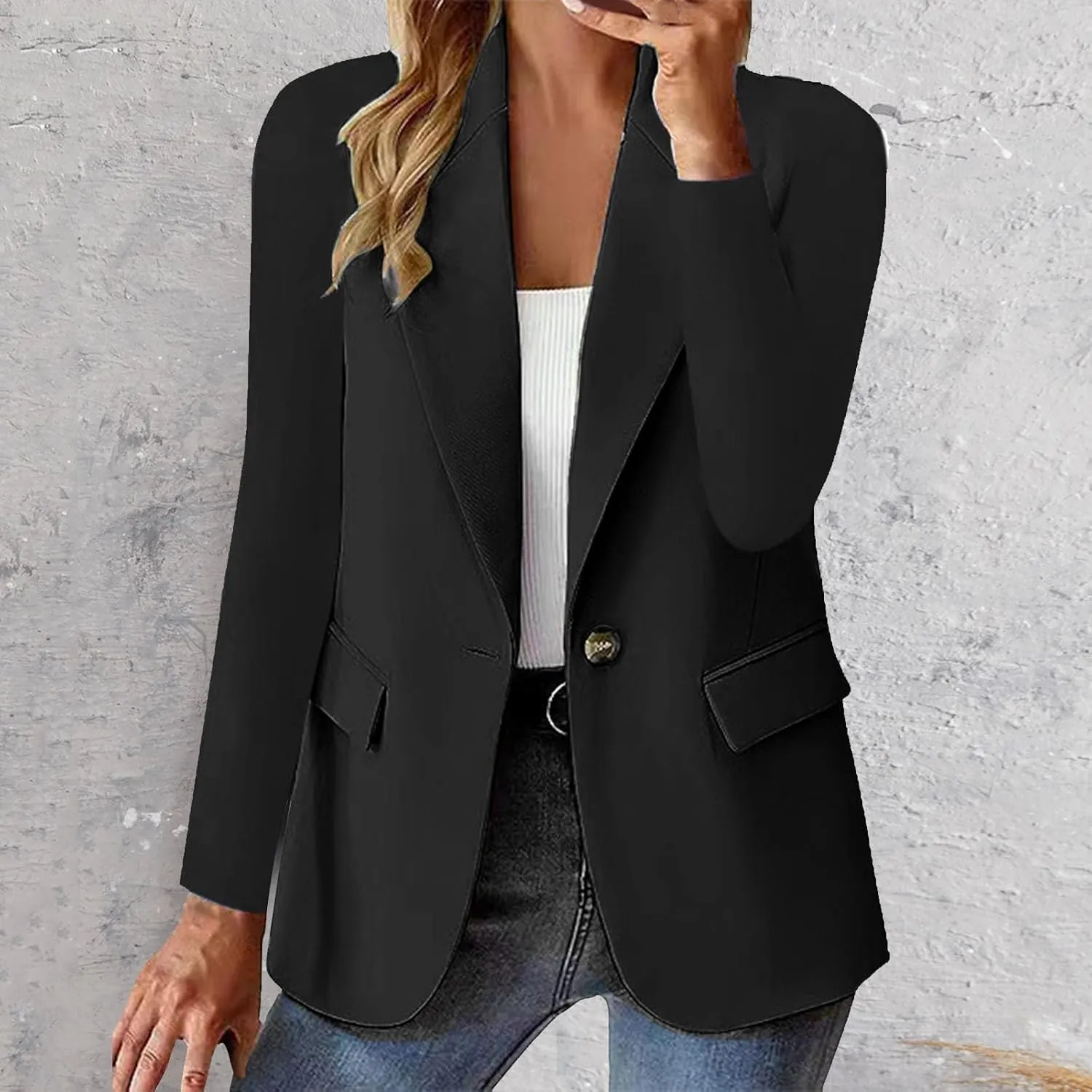 Women Blazers for Work Casual Business Casual Jackets Long Sleeve Lapel Open Front Cardigan Office Suit with Pockets