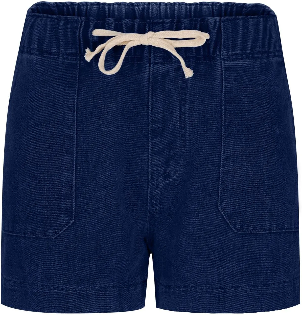 Women Casual Loose Denim Shorts Drawstring Pocket Mid-High Waisted Jean Shorts Cutoff Stretchy Summer Hot Short Pants