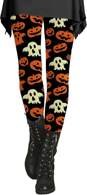 Women Halloween Print Leggings Printed Sports Yoga Pants Leggings Halloween Print Casual Pants Leggings Halloween