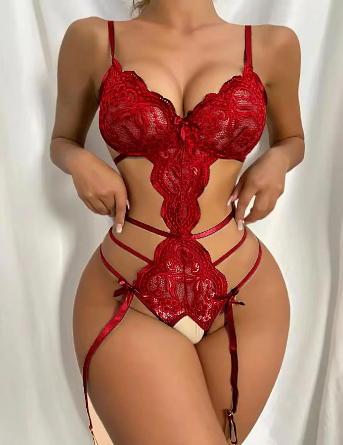Women Lace Lingerie Bodysuit Teddy Underwear One Piece Bodysuit Babydoll