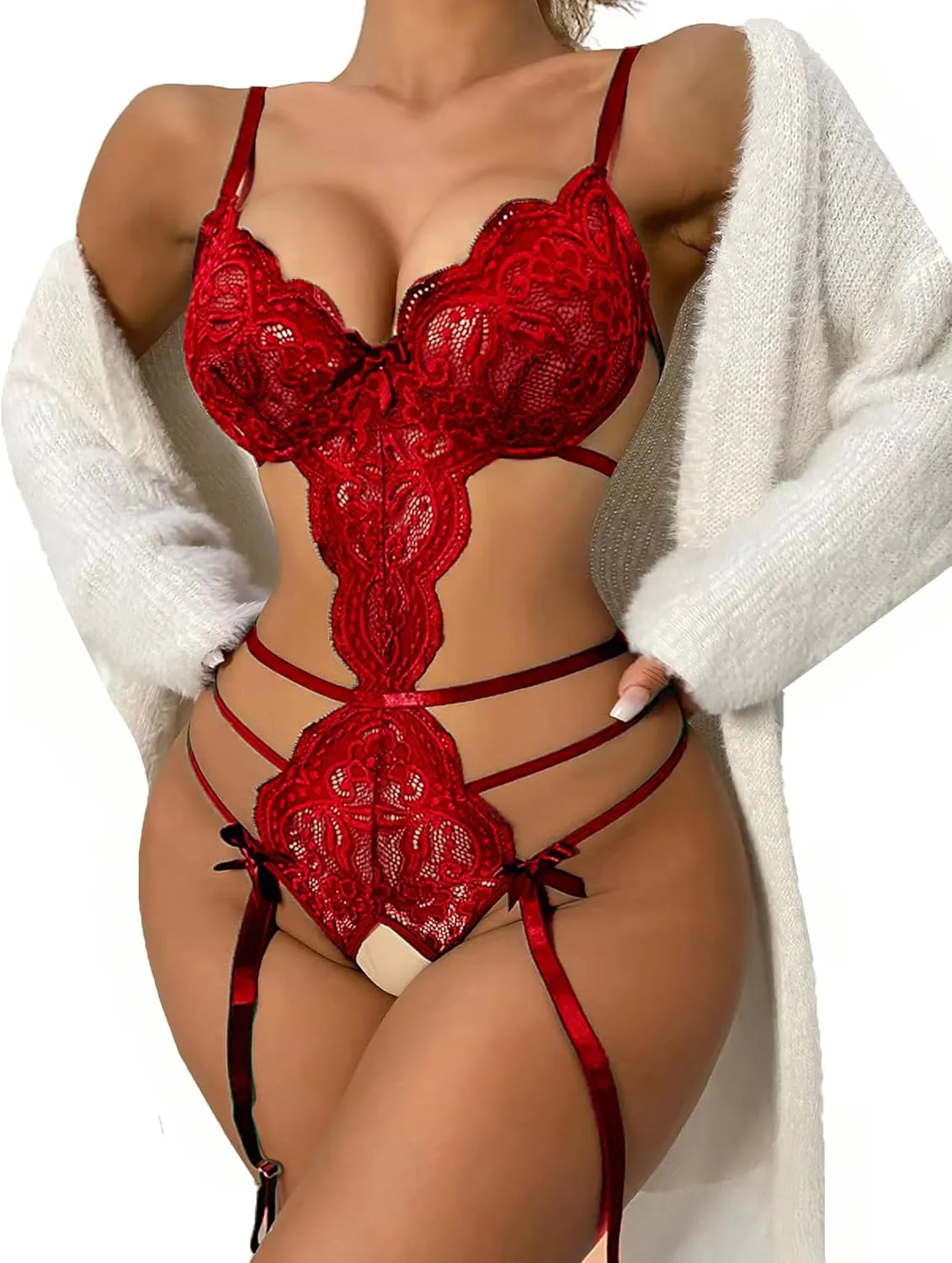 Women Lace Lingerie Bodysuit Teddy Underwear One Piece Bodysuit Babydoll