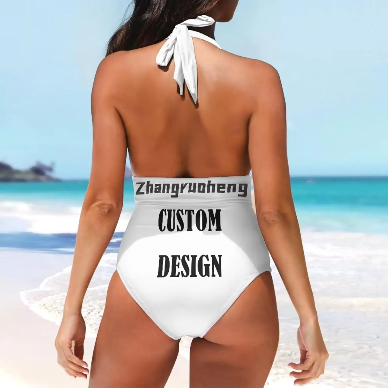 Women Tummy Control Bathing Suits Halter One Piece Swimsuits Polynesian Print Halter Push Up Bathing Suits