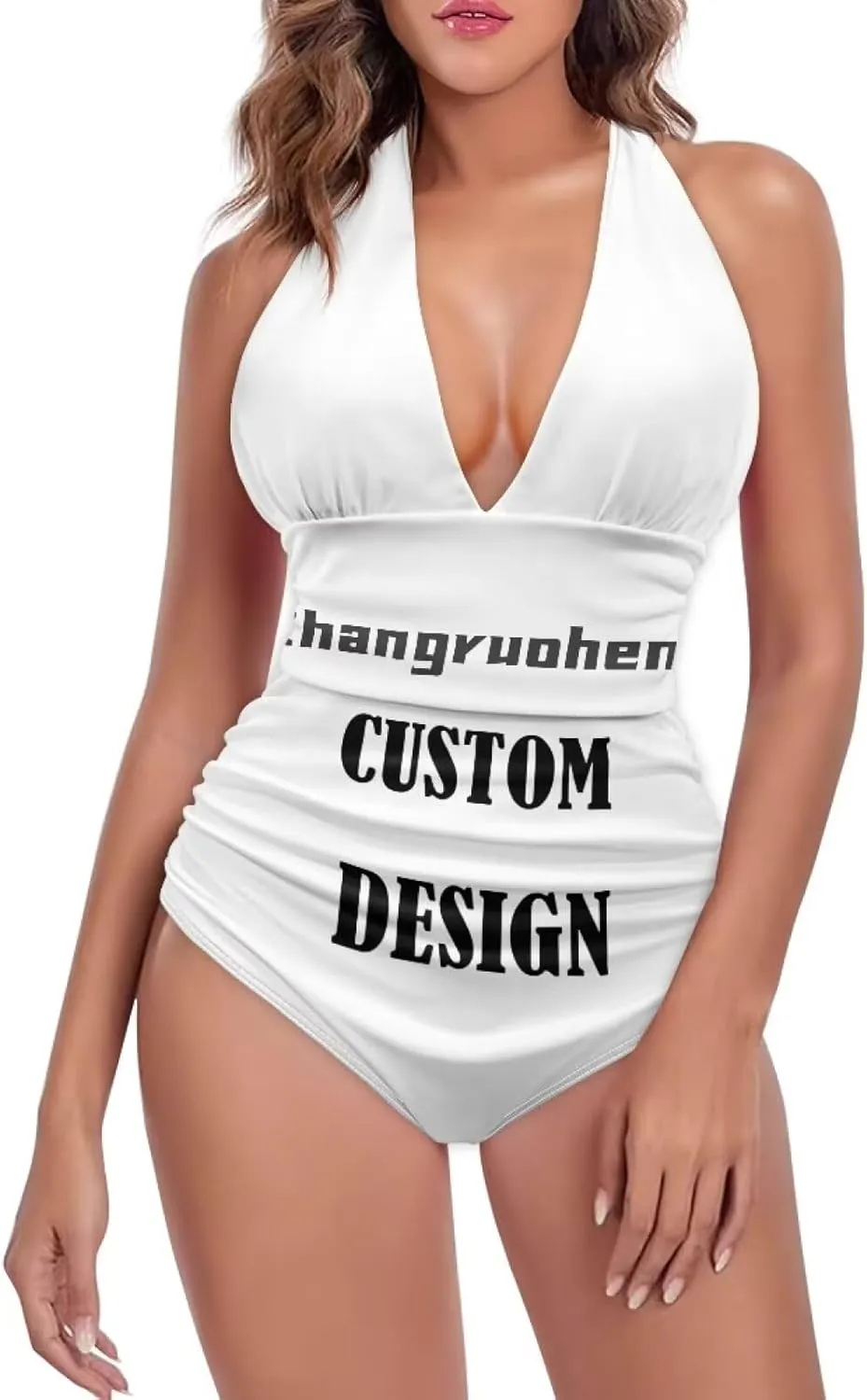 Women Tummy Control Bathing Suits Halter One Piece Swimsuits Polynesian Print Halter Push Up Bathing Suits