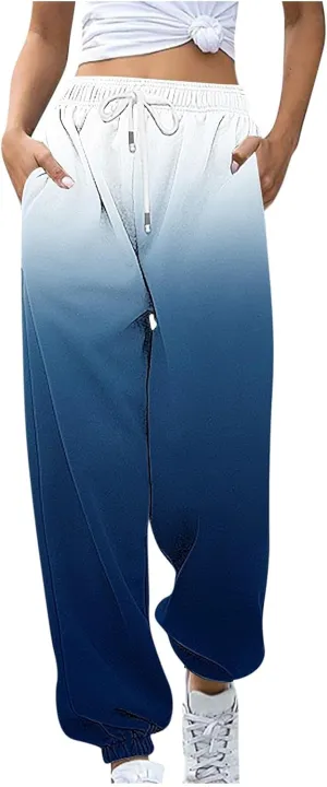 Women's Baggy Sweatpants Workout Active Joggers Pants High Waisted Drawstring Lounge Bottoms with Pockets