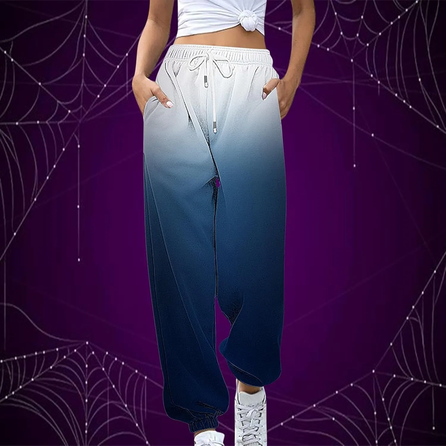 Women's Baggy Sweatpants Workout Active Joggers Pants High Waisted Drawstring Lounge Bottoms with Pockets