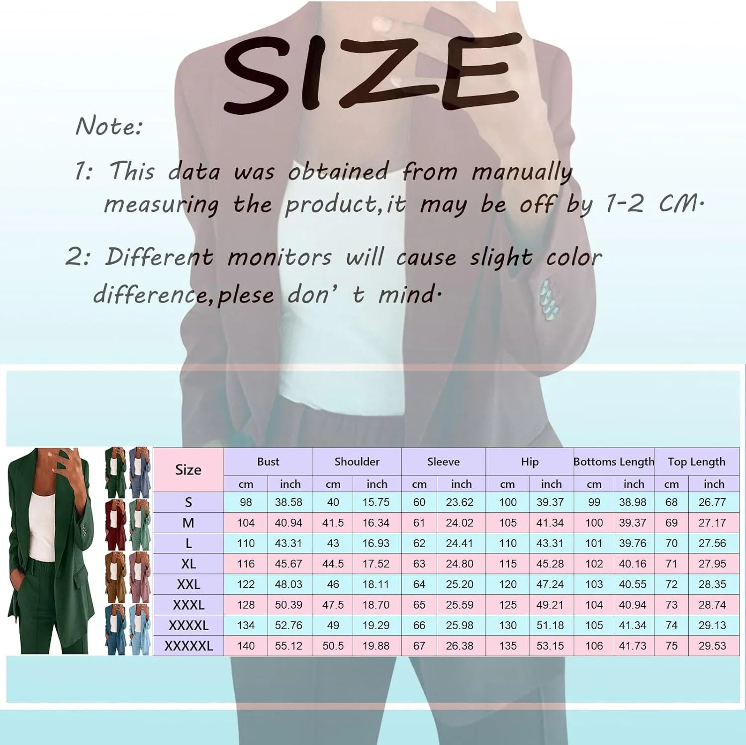 Womens Blazer Sets 2 Piece Outfits 2024 Business Outfits Dressy Casual Trendy Solid Color Business Blazer Suits