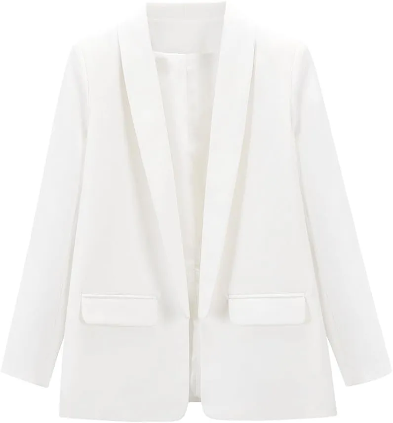Women's Blazers Casual Lightweight Buttonless Plus Size Boyfriend Blazers Long Sleeve Slim Fit Dressy Work Blazer