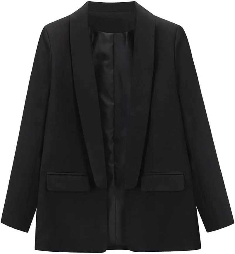 Women's Blazers Casual Lightweight Buttonless Plus Size Boyfriend Blazers Long Sleeve Slim Fit Dressy Work Blazer