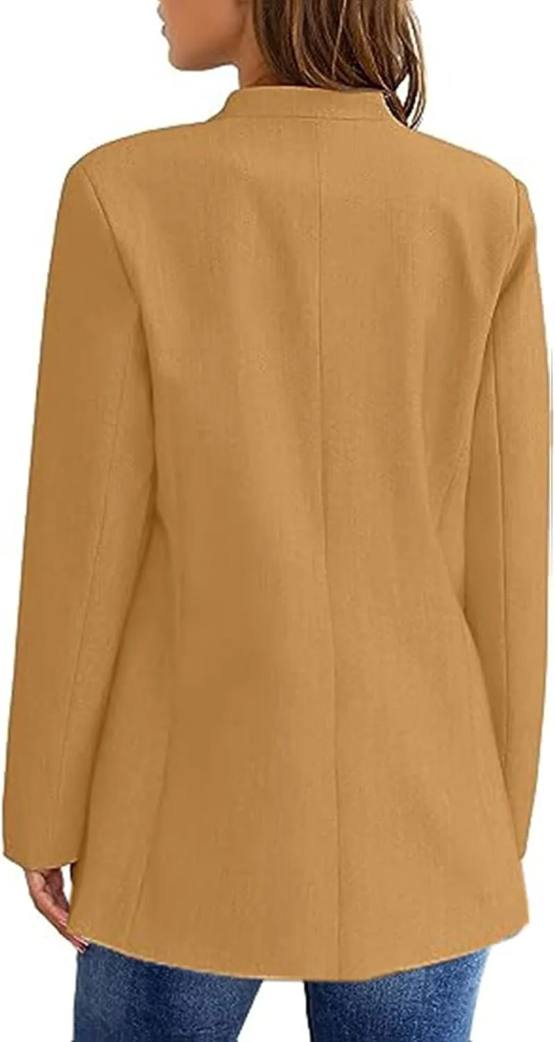 Women's Blazers Casual Lightweight Work Office Blazer Button Long Sleeve Blazers Open Front Cardigan Suit Jacket