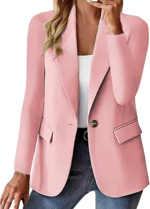Women's Blazers Casual Lightweight Work Office Blazer Button Long Sleeve Blazers Open Front Cardigan Suit Jacket