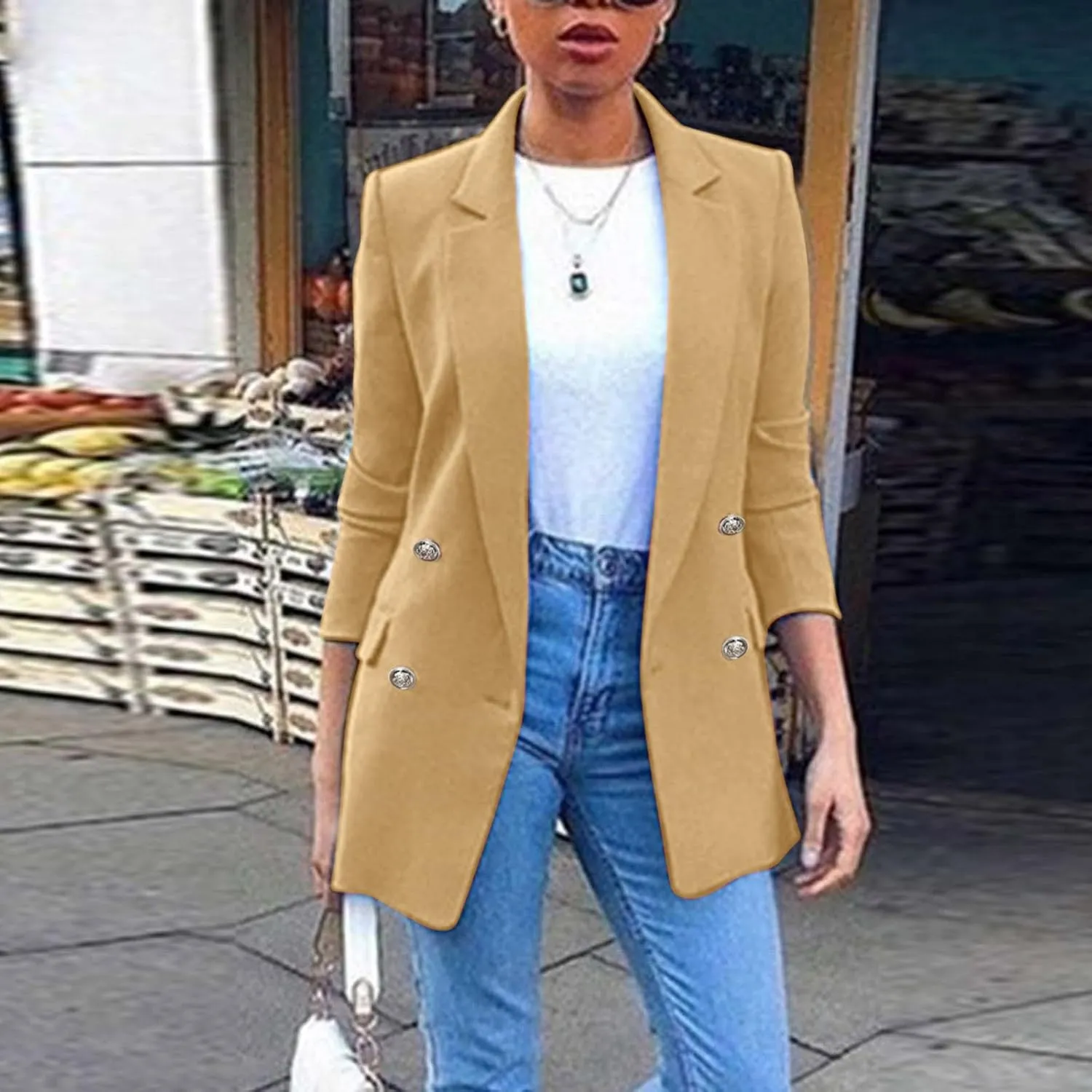 Womens Blazers Dressy Casual Business Women's Cardigan Long Sleeve Cute Trendy Blazers Fit It Herringbone Top