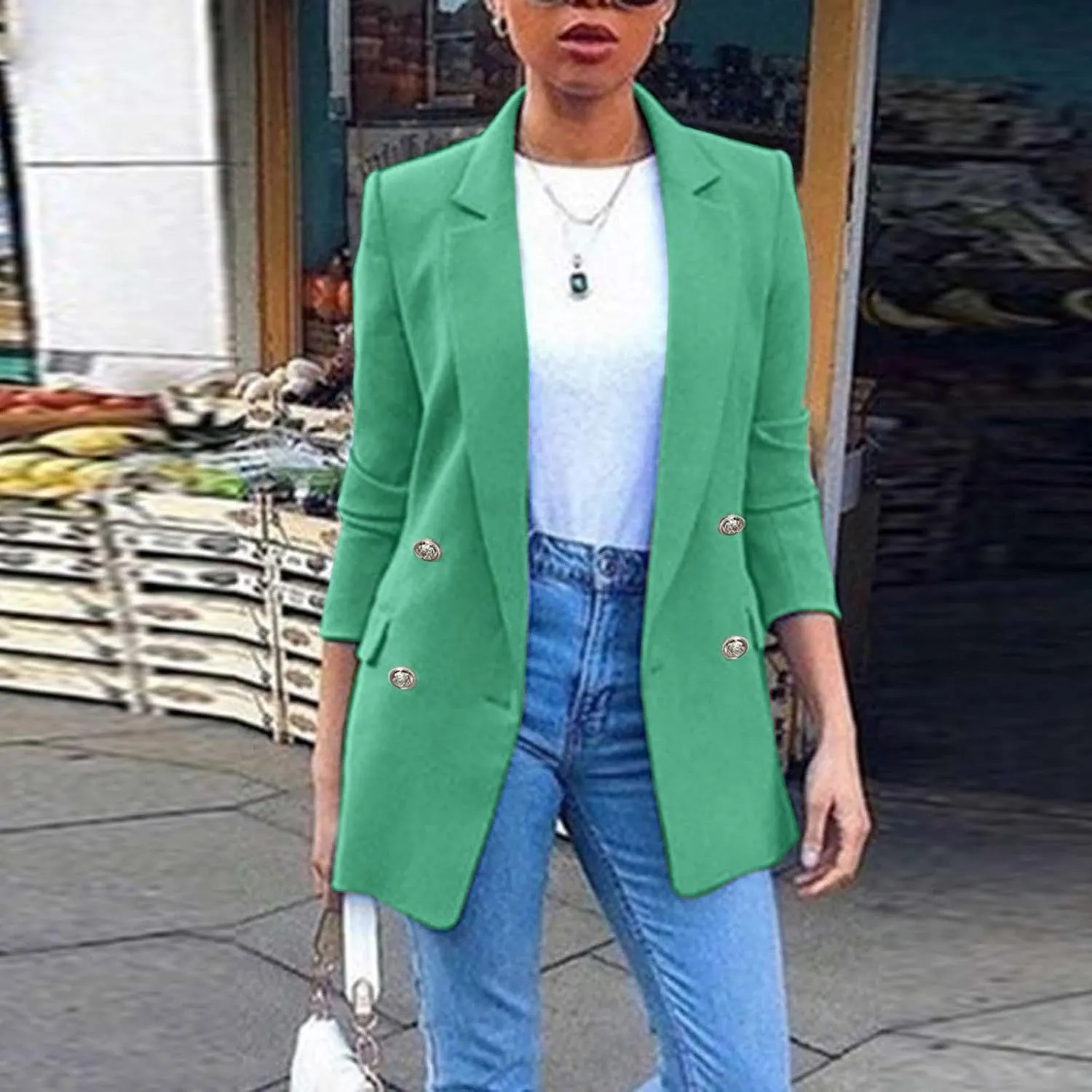 Womens Blazers Dressy Casual Business Women's Cardigan Long Sleeve Cute Trendy Blazers Fit It Herringbone Top