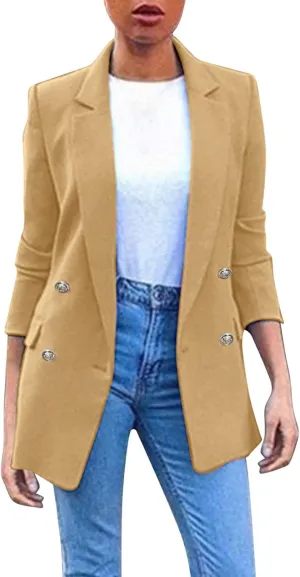 Womens Blazers Dressy Casual Business Women's Cardigan Long Sleeve Cute Trendy Blazers Fit It Herringbone Top