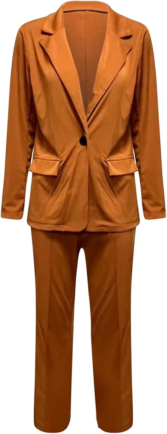 Women's Business Blazer 2 Piece Set Trendy Office Work Cardigan Outfits Casual Solid Color Coat&Pants Dressy Outfits
