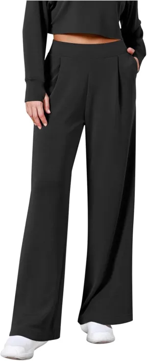 Womens Cargo Sweatpants Winter Sexy Work Palazzo with Pockets High Waisted Straight Leg