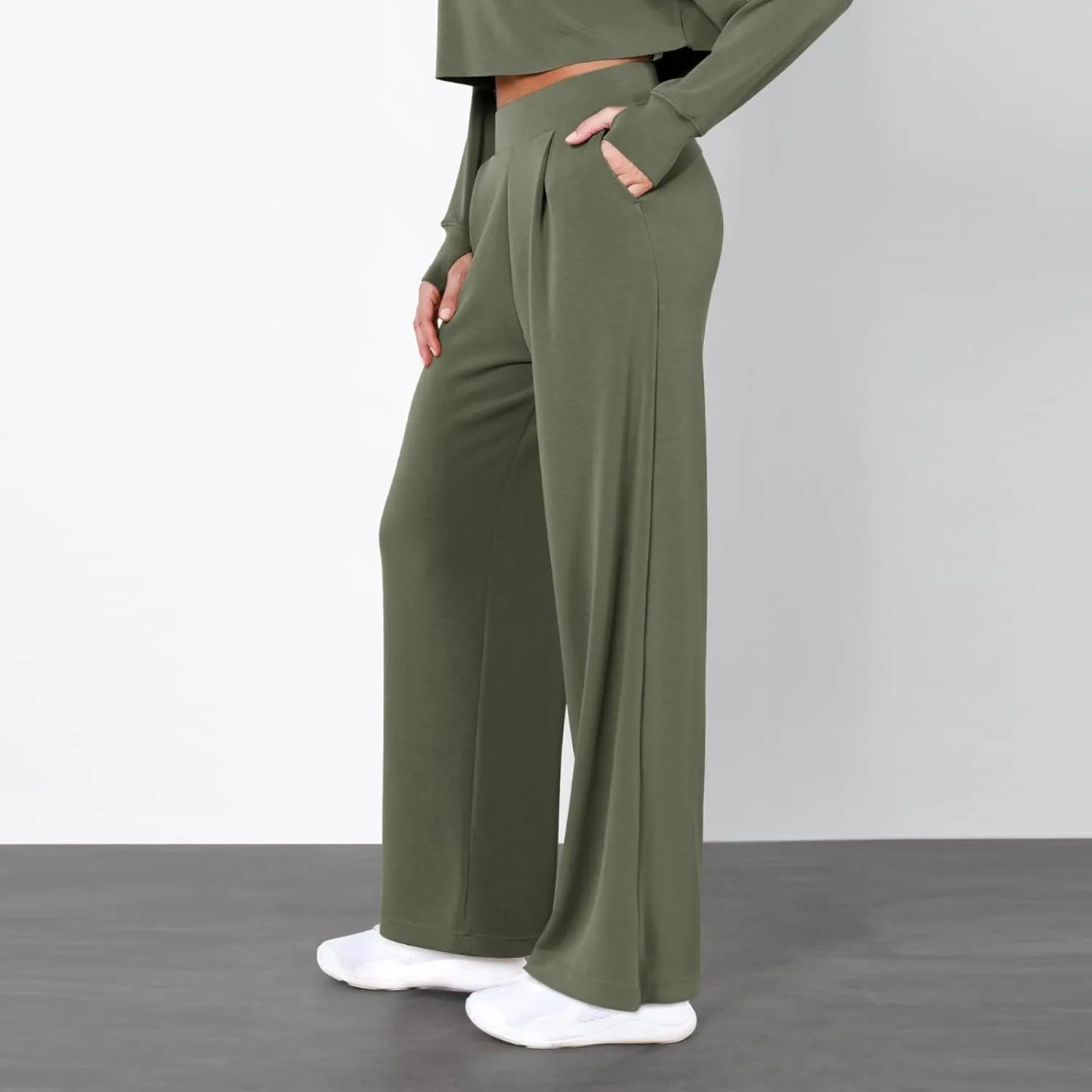 Womens Cargo Sweatpants Winter Sexy Work Palazzo with Pockets High Waisted Straight Leg