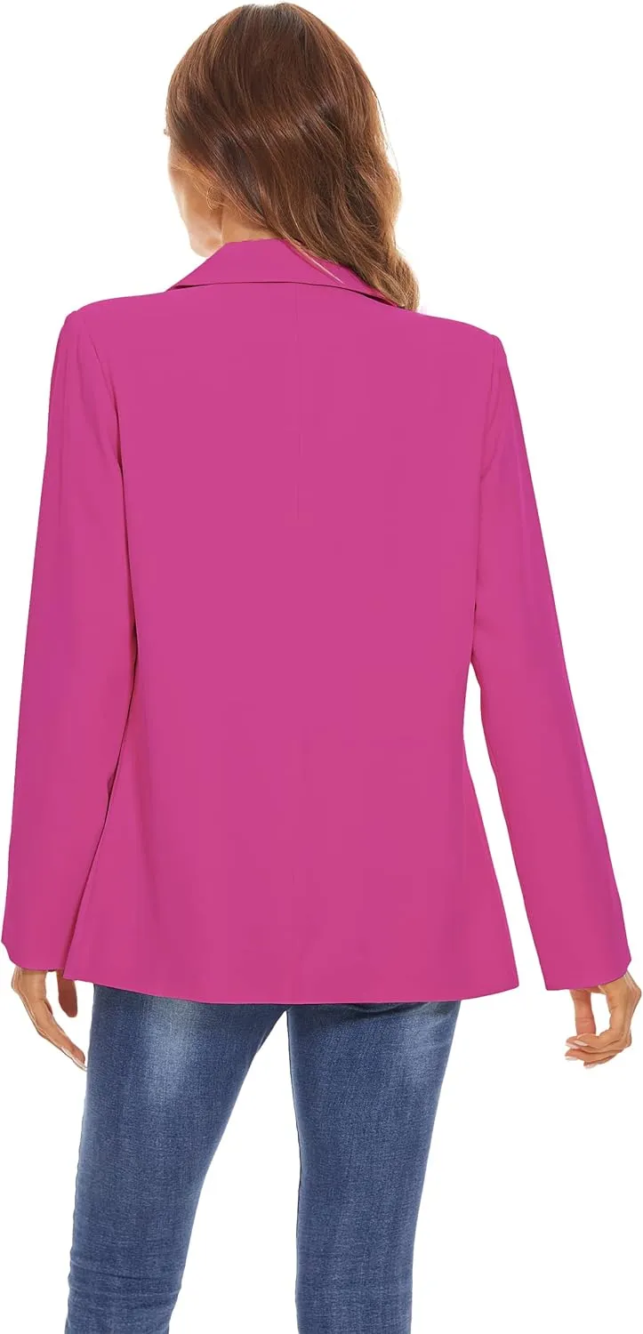 Women's Casual Blazers Long Sleeve Open Front Lapel Collar Work Office Blazers Jacket with Pockets
