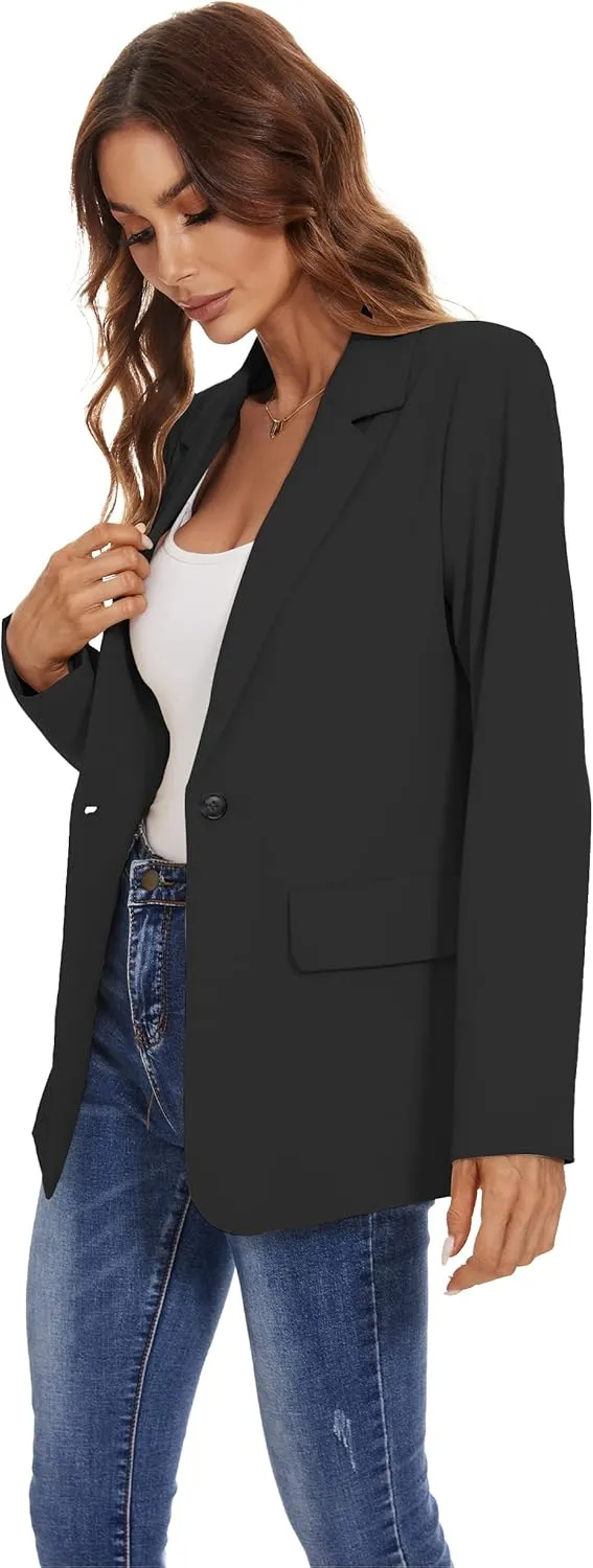 Women's Casual Blazers Long Sleeve Open Front Lapel Collar Work Office Blazers Jacket with Pockets