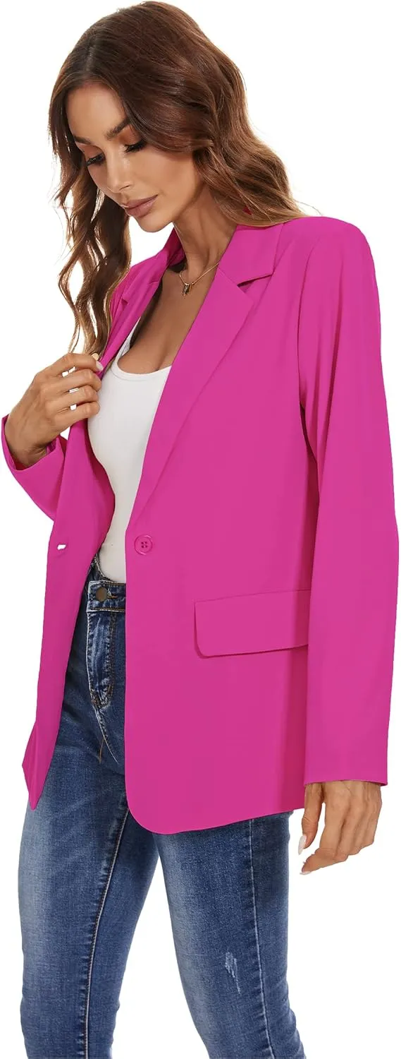 Women's Casual Blazers Long Sleeve Open Front Lapel Collar Work Office Blazers Jacket with Pockets