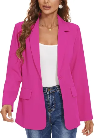 Women's Casual Blazers Long Sleeve Open Front Lapel Collar Work Office Blazers Jacket with Pockets