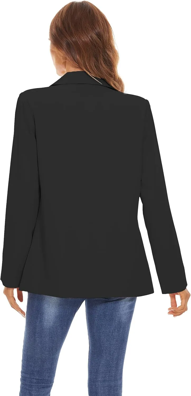 Women's Casual Blazers Long Sleeve Open Front Lapel Collar Work Office Blazers Jacket with Pockets