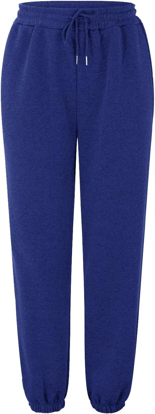 Women's Casual Elastic High Waist Running Sweatpants Business Casual Solid Color Cotton Soft Comfy Trousers Straight Leg Pant