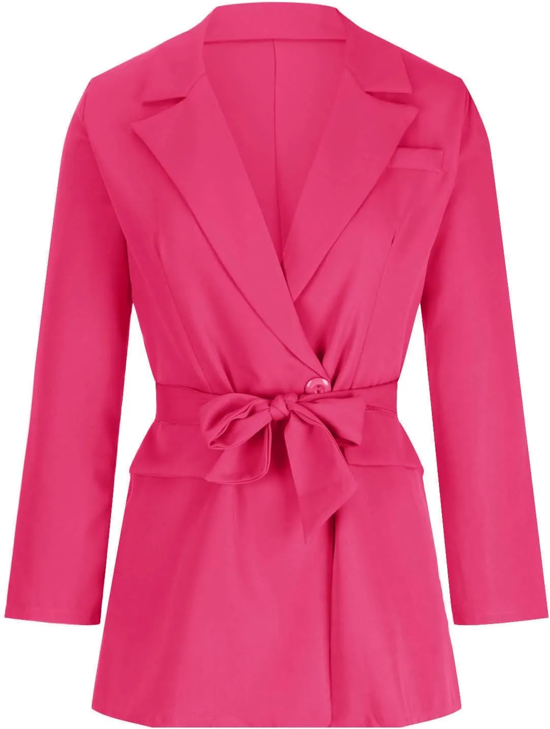 Women's Casual Elegant Blazers Long Sleeve Button Lapel Open Front Business Work Office Pockets Suit Jackets with Belt