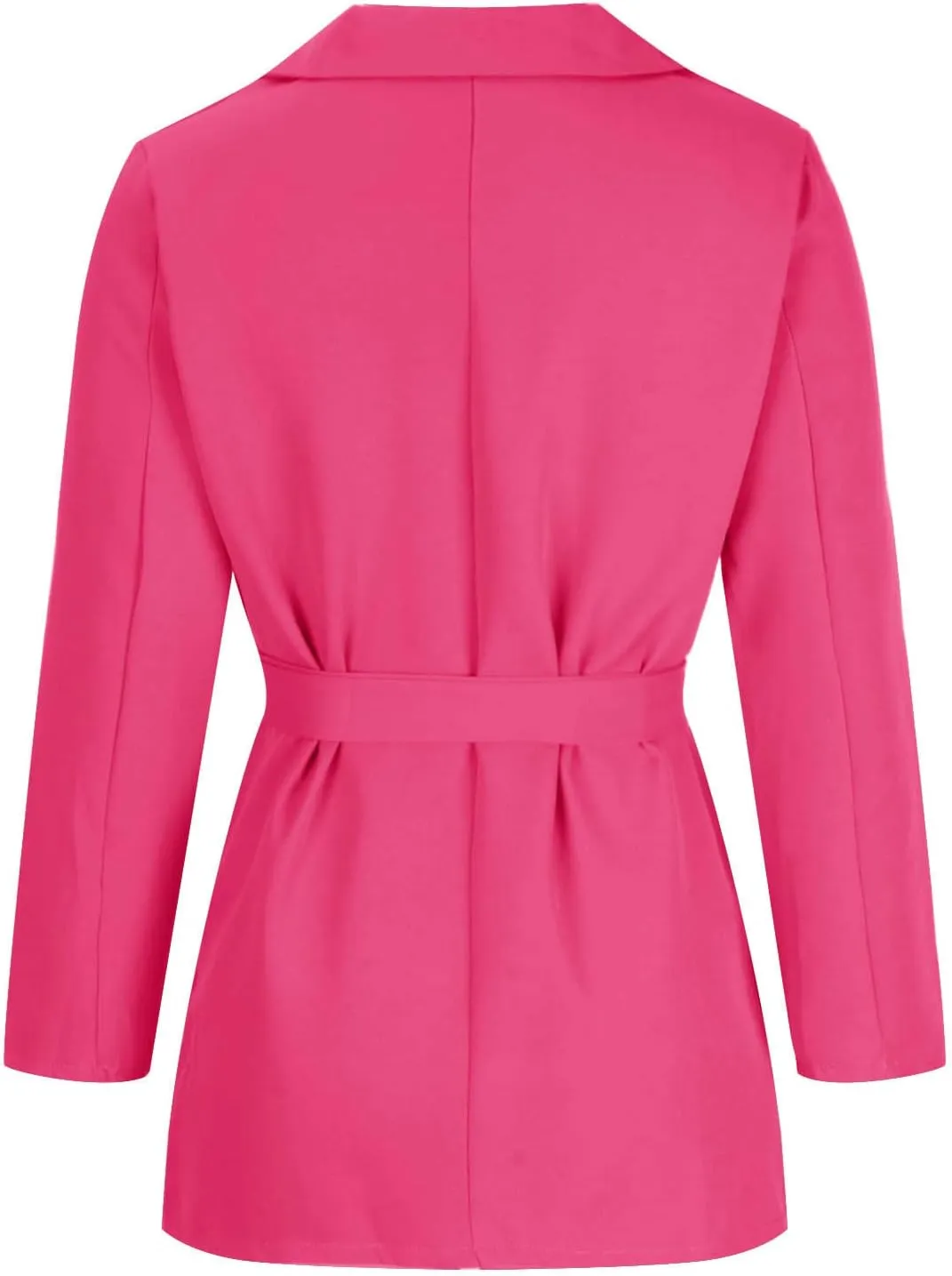 Women's Casual Elegant Blazers Long Sleeve Button Lapel Open Front Business Work Office Pockets Suit Jackets with Belt