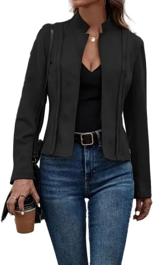 Women'S Fall Faux Suede Jackets Long Sleeve Coats Fashion Dressy Outwear cropped jackets