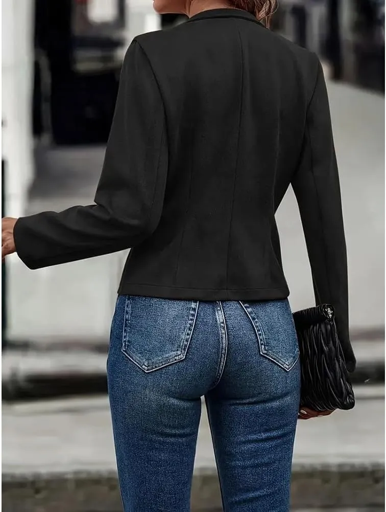 Women'S Fall Faux Suede Jackets Long Sleeve Coats Fashion Dressy Outwear cropped jackets