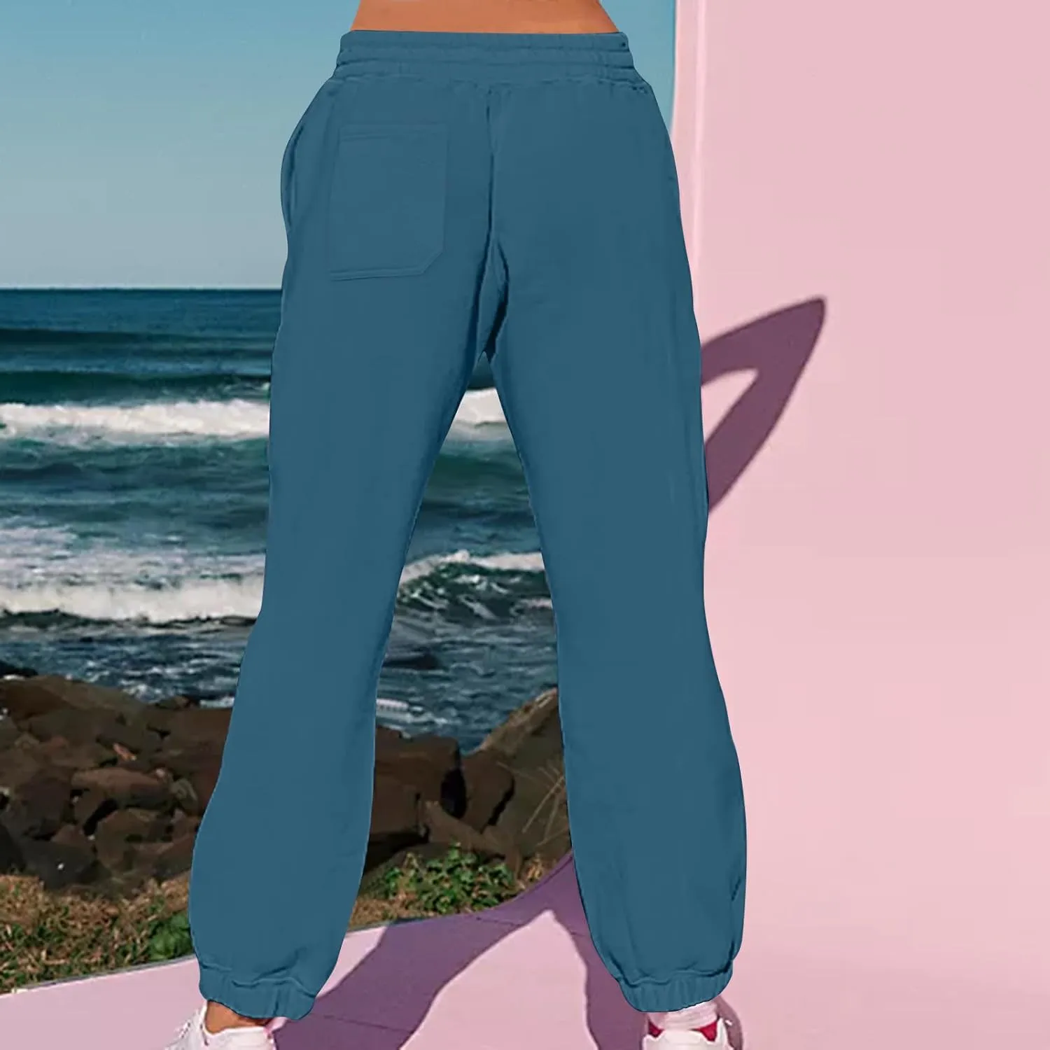 Women's Fall Sweatpants Fleece Lined Casual Pants Drawstring Jogger Pants High Waisted Baggy Pants Comfy Lounge Pants