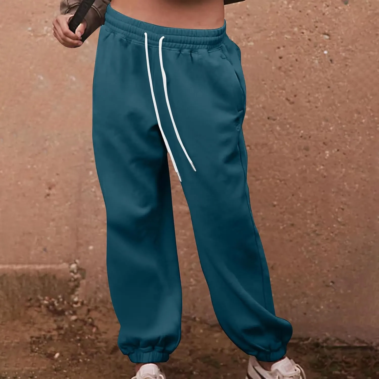 Women's Fall Sweatpants Fleece Lined Casual Pants Drawstring Jogger Pants High Waisted Baggy Pants Comfy Lounge Pants