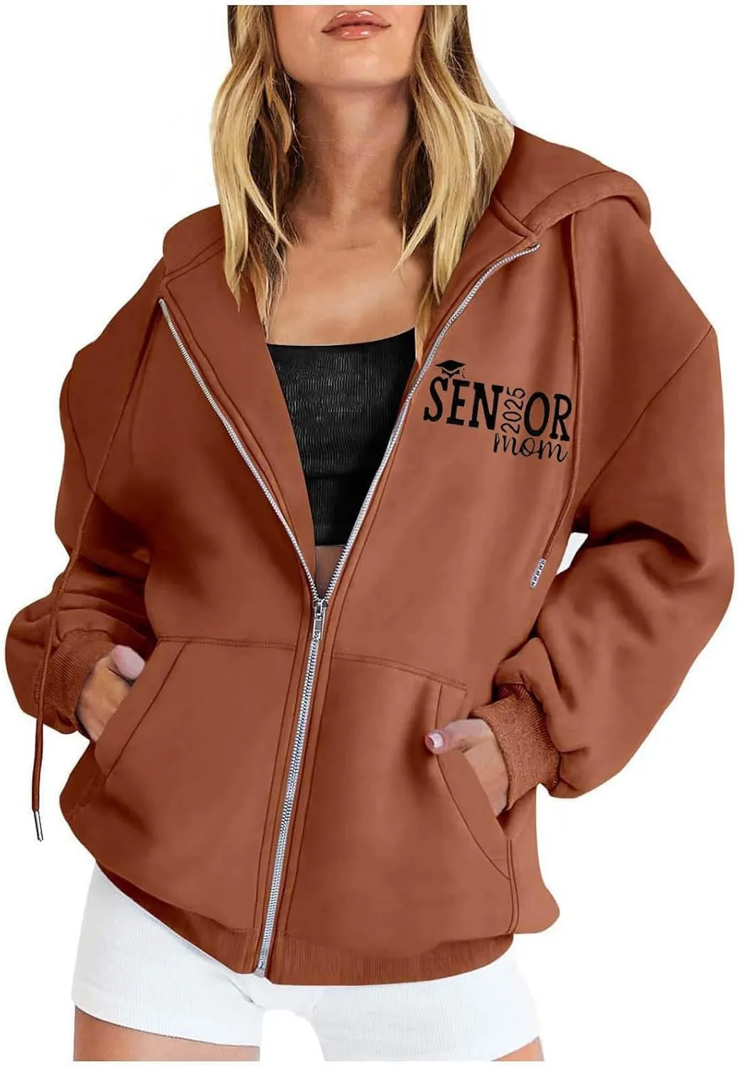 Womens Fleece Oversized Sweatshirt Oversized Crewneck Drawstring Hoodie Preppy Trendy Jackets Cropped Comfy Jackets