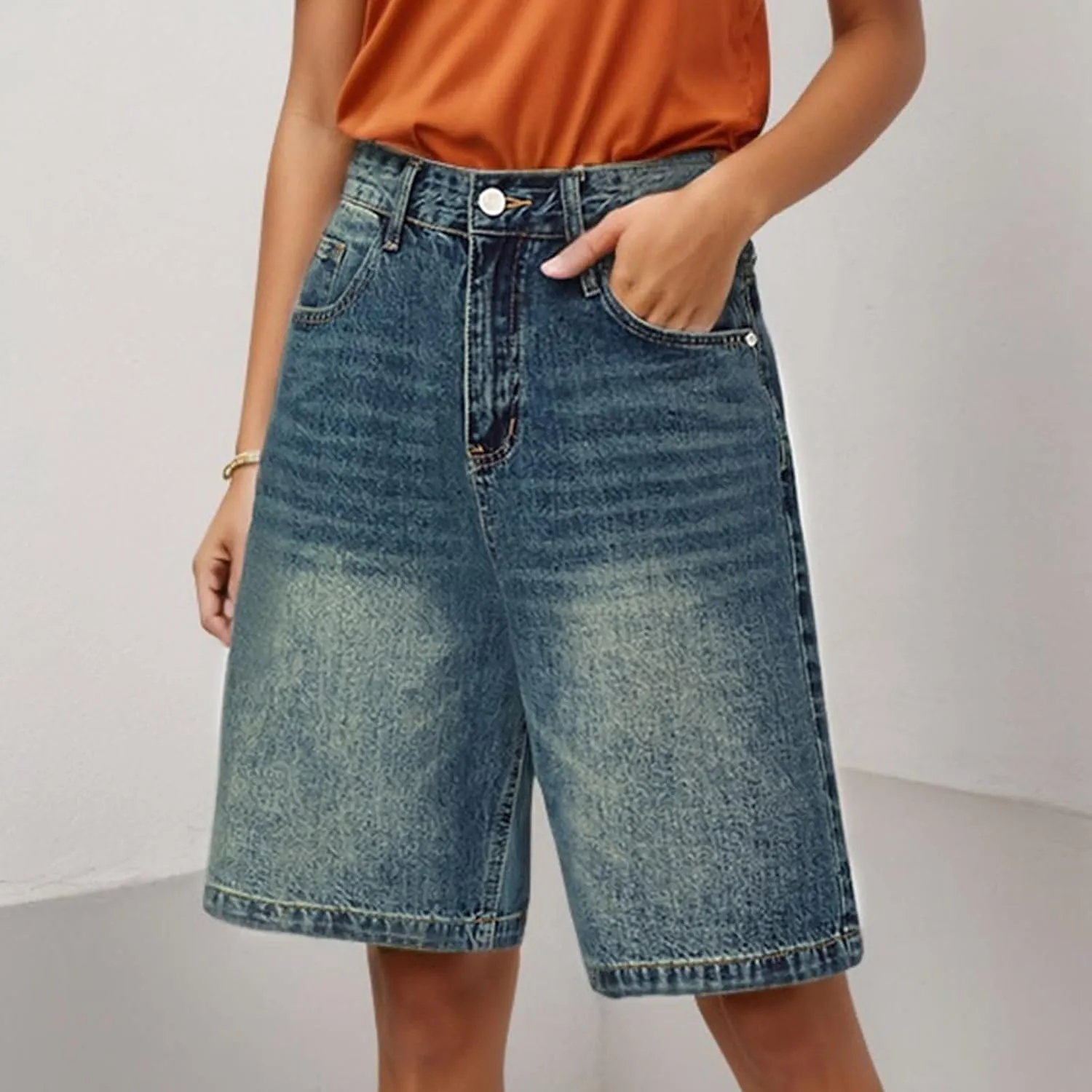 Womens Jean Shorts Denim Summer Clothes Y2K Cute Outfits Casual High Waisted Straight Leg Hiking Vacation Outfits