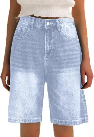 Womens Jean Shorts Denim Summer Clothes Y2K Cute Outfits Casual High Waisted Straight Leg Hiking Vacation Outfits