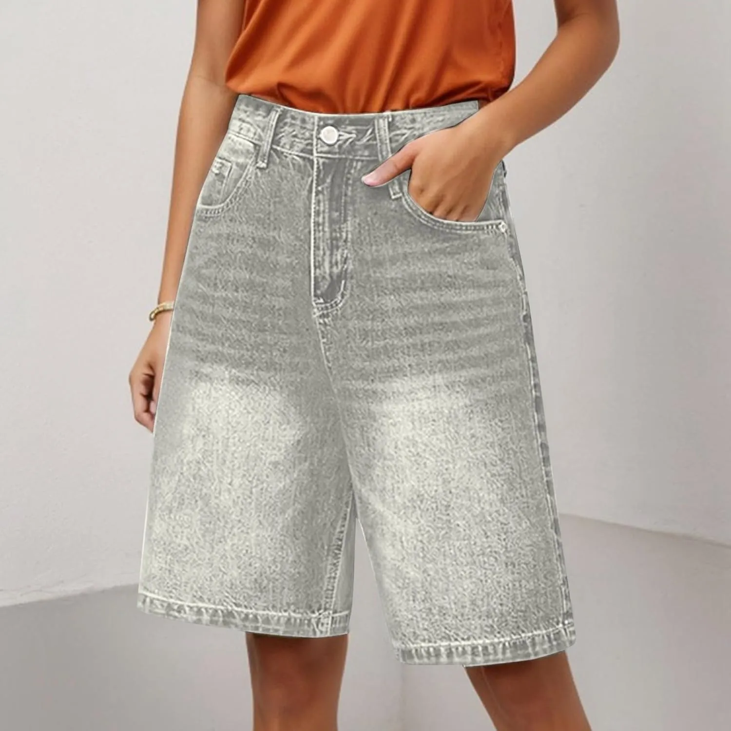 Womens Jean Shorts Denim Summer Clothes Y2K Cute Outfits Casual High Waisted Straight Leg Hiking Vacation Outfits