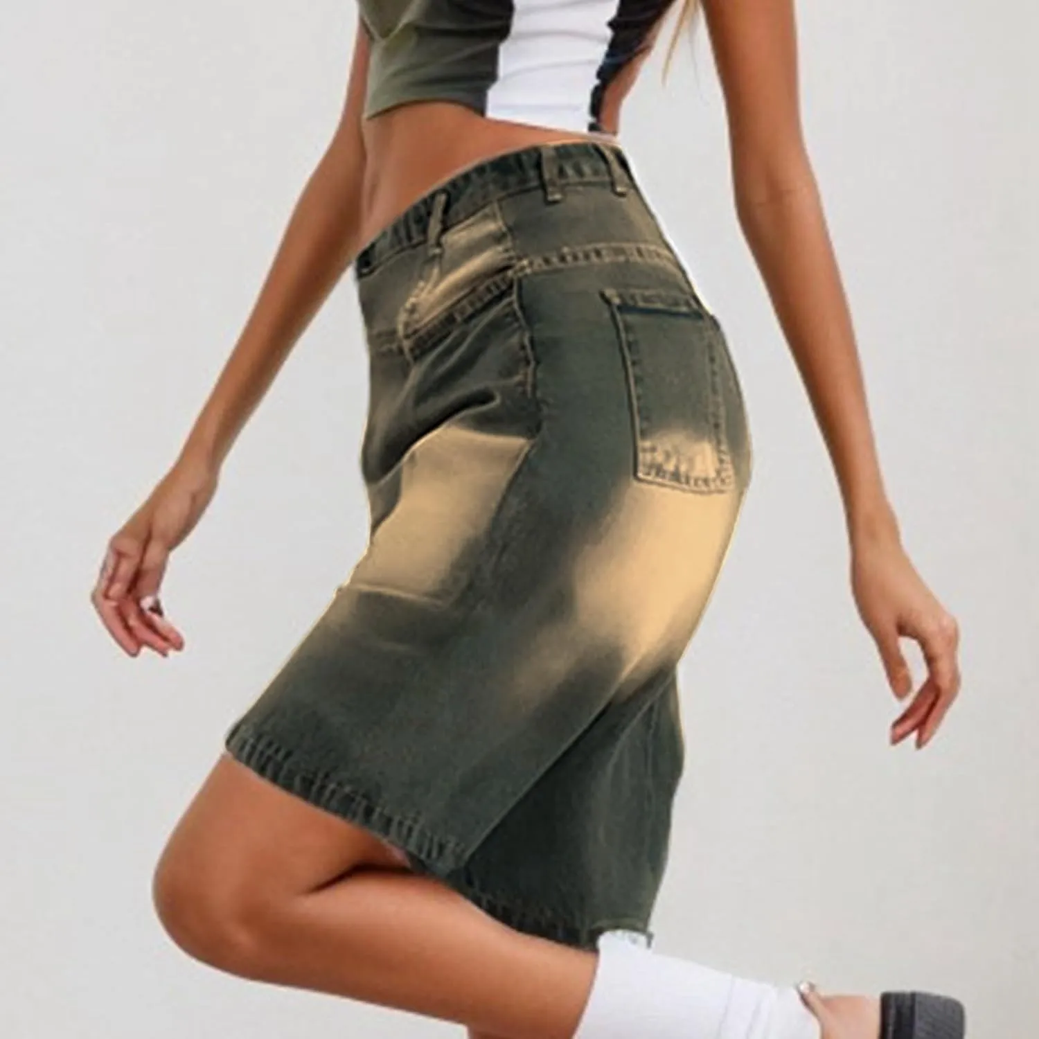Womens Jean Shorts Denim Summer Clothes Y2K Cute Outfits Casual High Waisted Straight Leg Hiking Vacation Outfits