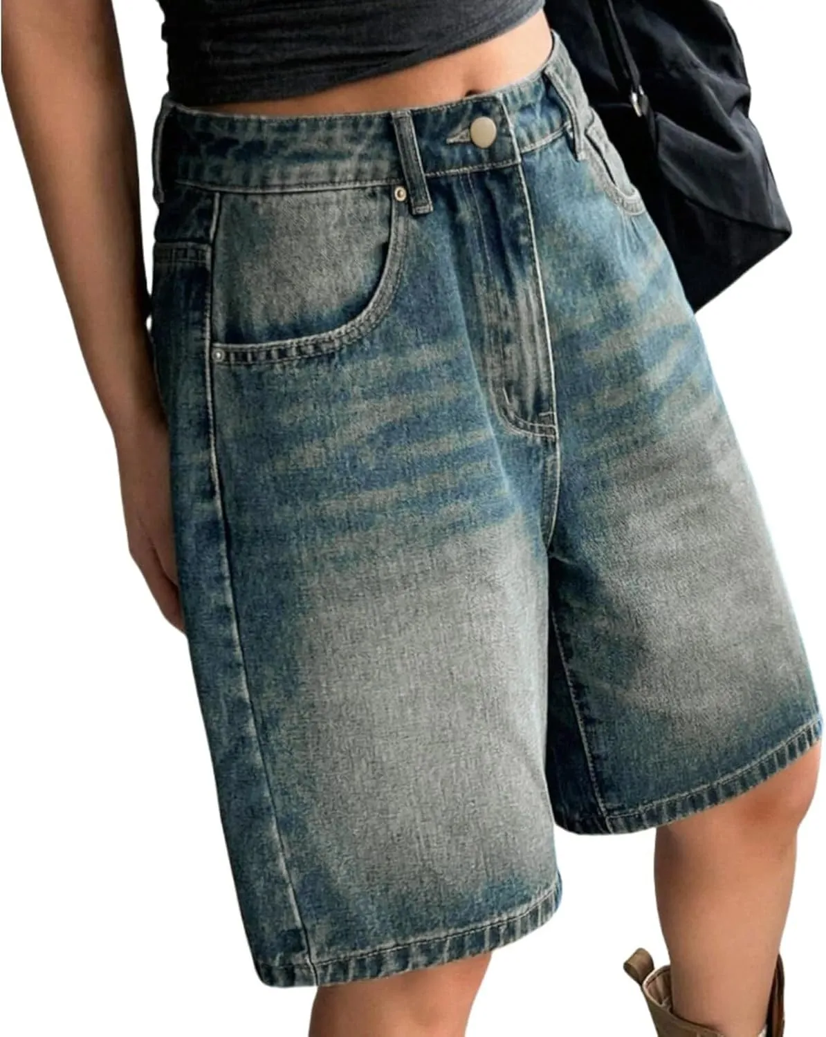 Womens Jean Shorts Denim Summer Clothes Y2K Cute Outfits Casual High Waisted Straight Leg Hiking Vacation Outfits