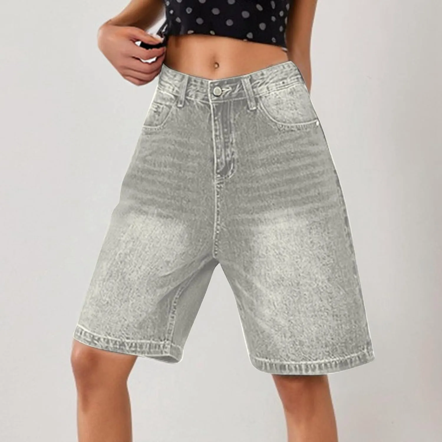Womens Jean Shorts Denim Summer Clothes Y2K Cute Outfits Casual High Waisted Straight Leg Hiking Vacation Outfits