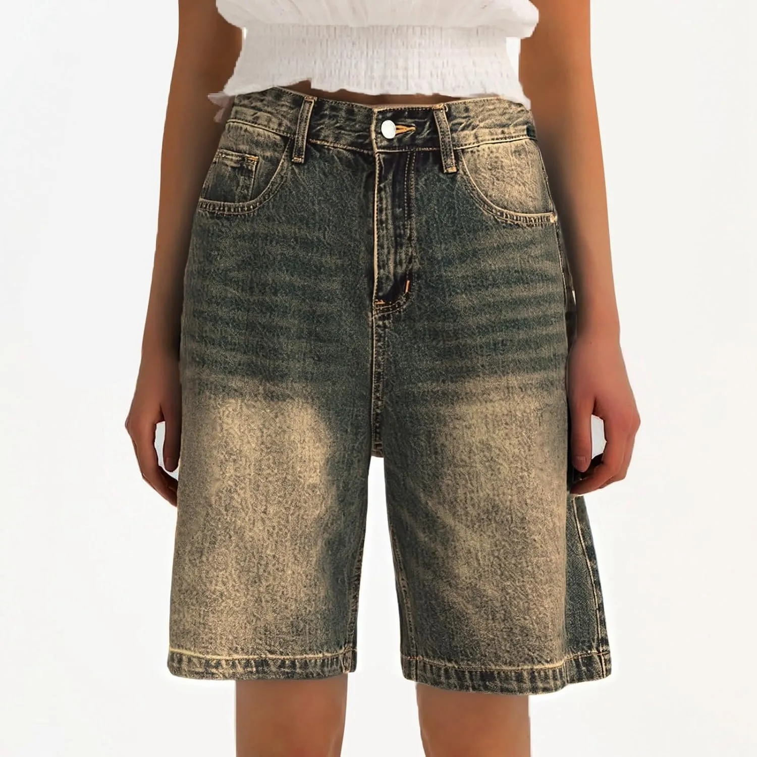 Womens Jean Shorts Denim Summer Clothes Y2K Cute Outfits Casual High Waisted Straight Leg Hiking Vacation Outfits