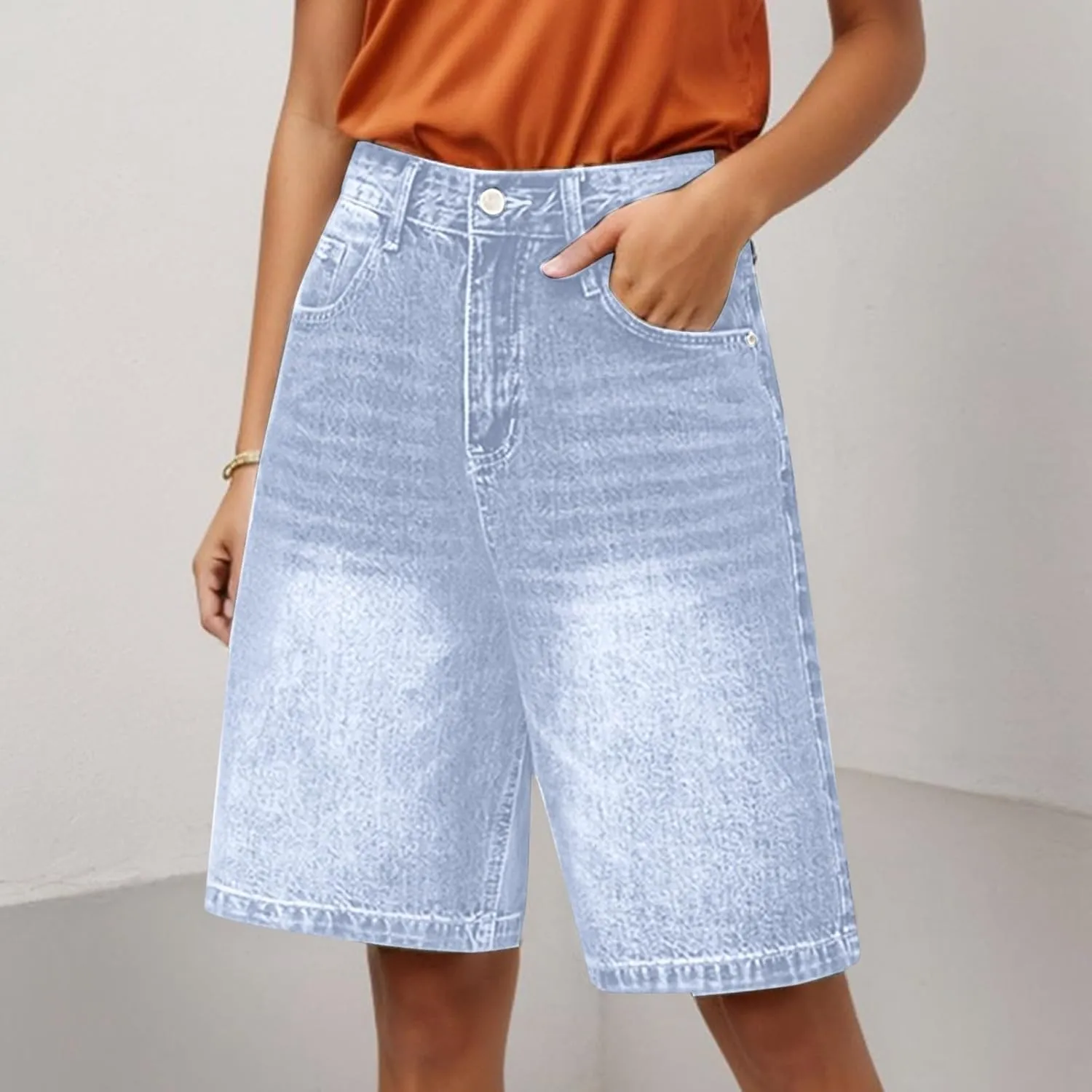 Womens Jean Shorts Denim Summer Clothes Y2K Cute Outfits Casual High Waisted Straight Leg Hiking Vacation Outfits