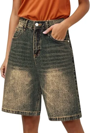 Womens Jean Shorts Denim Summer Clothes Y2K Cute Outfits Casual High Waisted Straight Leg Hiking Vacation Outfits