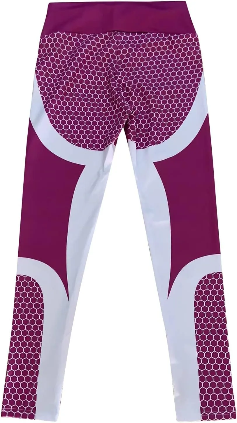 Womens Leggings Tummy Yoga Workout Leggings Pants Women's Tummy Waist Print High Pants Cotton Capri Leggings for