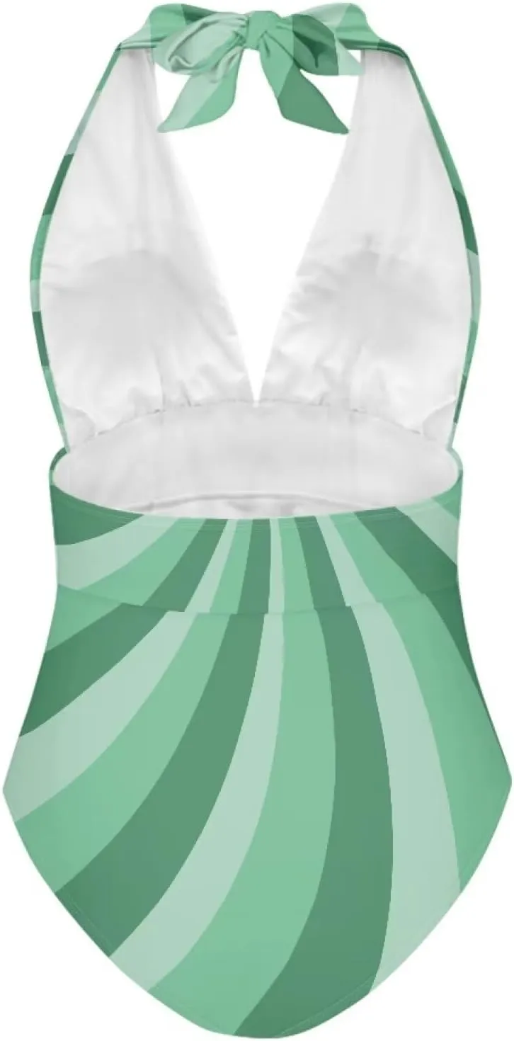 Women's One Piece Swimsuits Tummy Control Bathing Suits Push Up Bathingsuits Padded Swim Suits Geometric Pattern