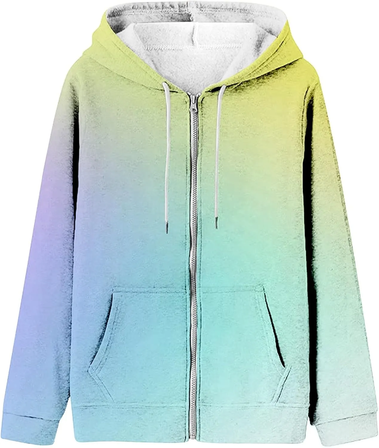 Women's Oversized Zip Up Hoodies Coat Fall Plus Size Sweatshirts Casual Activewear Drawstring Jackets with Pockets