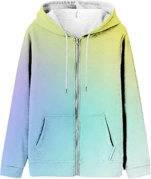 Women's Oversized Zip Up Hoodies Coat Fall Plus Size Sweatshirts Casual Activewear Drawstring Jackets with Pockets