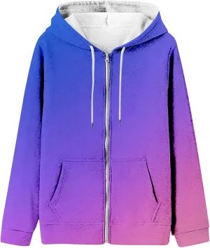 Women's Oversized Zip Up Hoodies Coat Fall Plus Size Sweatshirts Casual Activewear Drawstring Jackets with Pockets