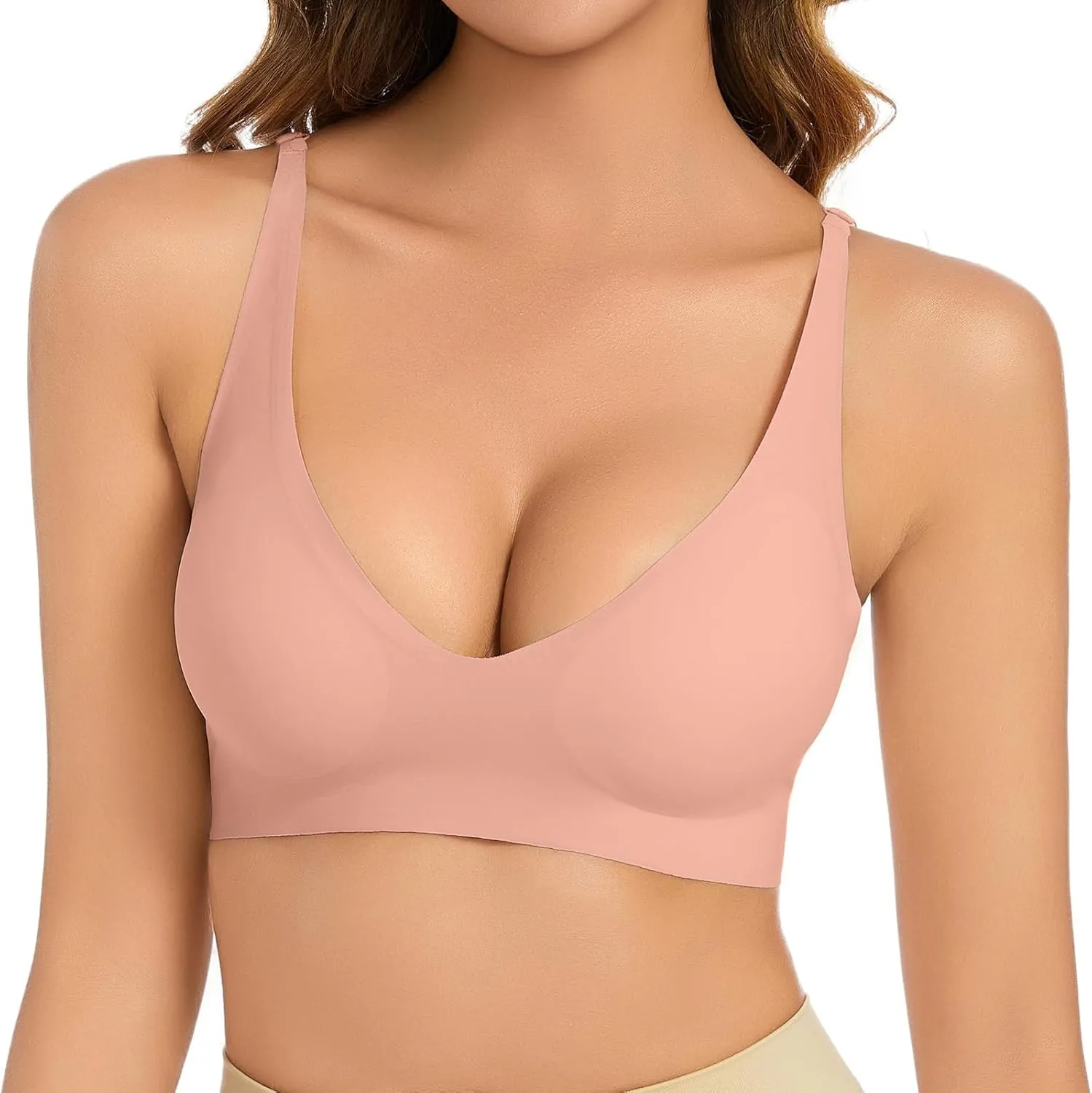 Womens Push Up Bra Comfort Padded No Underwire Bra Full Coverage Bra Lift Up Add One Cup Stretchable Straps Bra