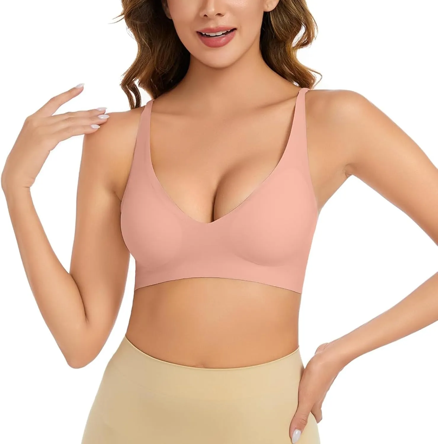 Womens Push Up Bra Comfort Padded No Underwire Bra Full Coverage Bra Lift Up Add One Cup Stretchable Straps Bra