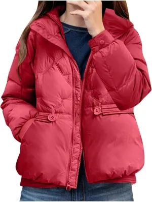 Women's Quilted Lightweight Jackets Fashion Solid Puffer Jackets Coats Winter Warm Down Jackets Puffy Bubble Outerwear